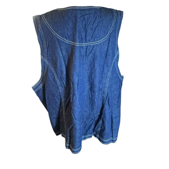 Vintage Carole Little Plus 22w Blue Sleeveless V Neck Embroidery Vest Floral - Picture 7 of 12